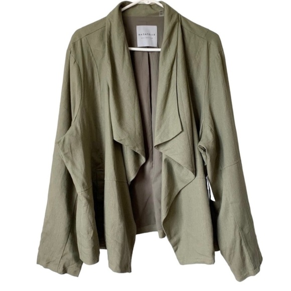 NEW BAGATELLE LINEN Blend Green Plus Size Jacket 2X - Picture 2 of 7